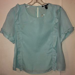 Forever 21 powder blue ruffles crop blouse sz L